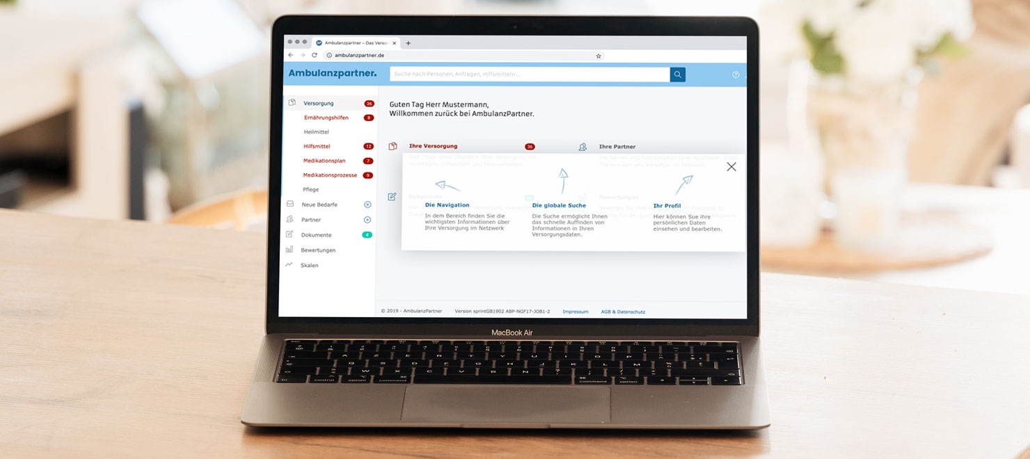 Ambulanzpartner online care platform desktop