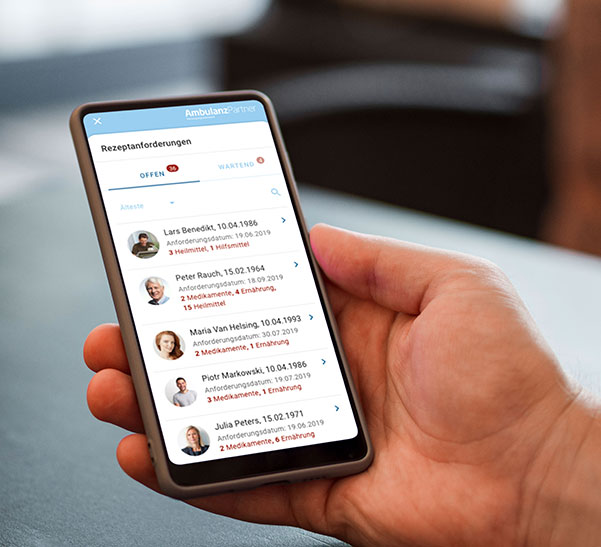 Ambulanzpartner online care platform on mobile screen